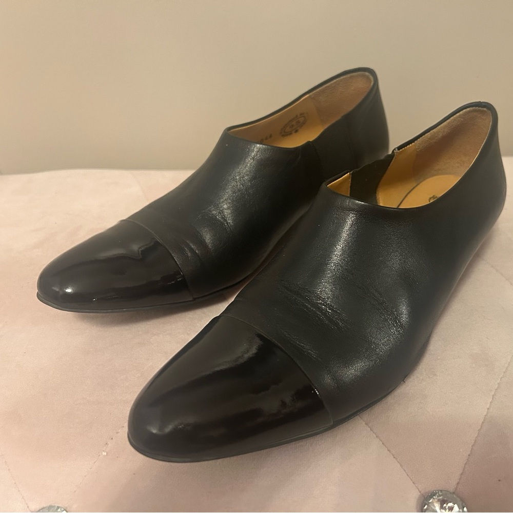 John Fluevog Glossy Black Leather Heels